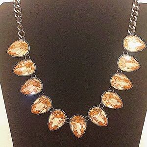 Stunning Vera Wang Amber Crystal and Gunmetal Chain Necklace